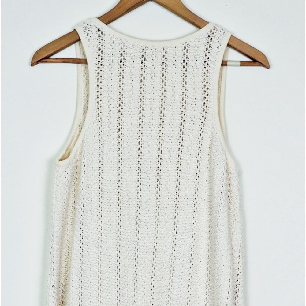 Anthropologie Size S Sleeveless Knit Tunic Fringe Hem Cream - Picture 7 of 12